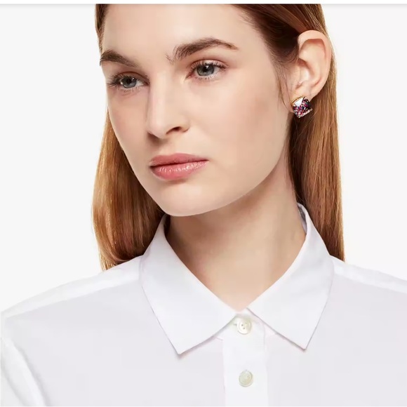 New Kate Spade - Small MultiGlitter Square Stud Earring - Picture 7 of 11